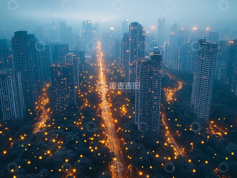 高清大图下载【趣麦麦图】朦胧城市2