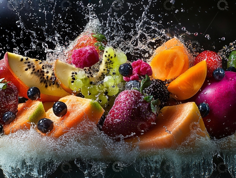 高清大图下载【趣麦麦图】水果落水瞬间6