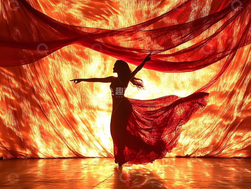 高清大图下载【趣麦麦图】舞动红绸