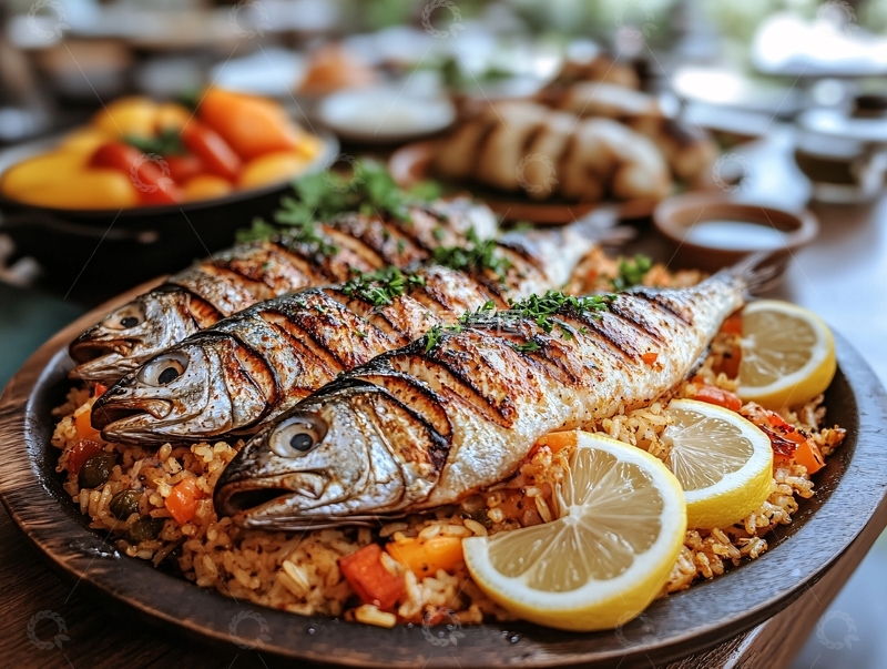 高清大图下载【趣麦麦图】一桌烤鱼