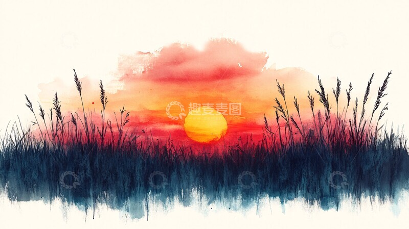 高清大图下载【趣麦麦图】夕阳下的芦苇2