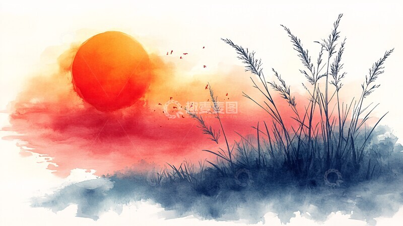 高清大图下载【趣麦麦图】夕阳下的芦苇4