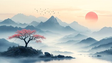 山水流泉生灵图