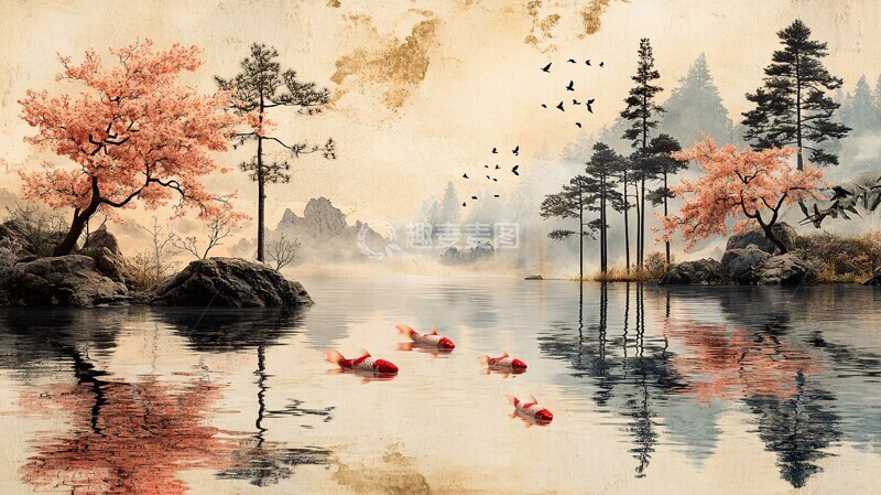 高清大图下载【趣麦麦图】竹樱流水壁纸