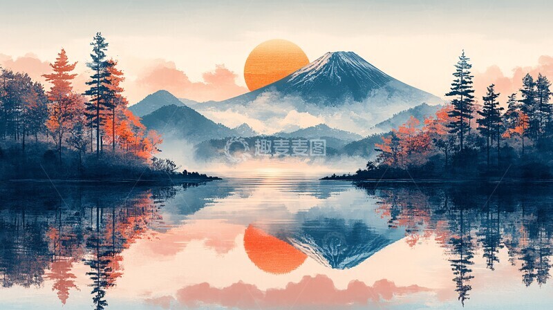 高清大图下载【趣麦麦图】新年日出富士山2