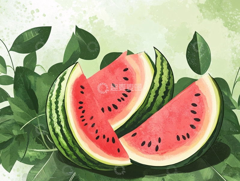 高清大图下载【趣麦麦图】夏日西瓜插画13