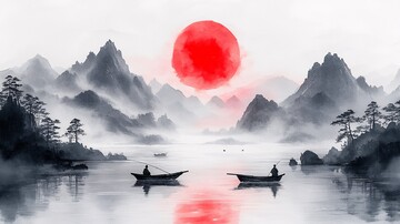 山水渔舟山水渔舟太阳