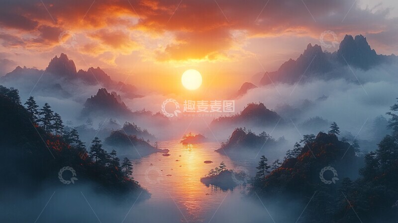 高清大图下载【趣麦麦图】山水画卷山水画卷中国2