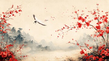 樱花祥鹤图樱花祥鹤好运