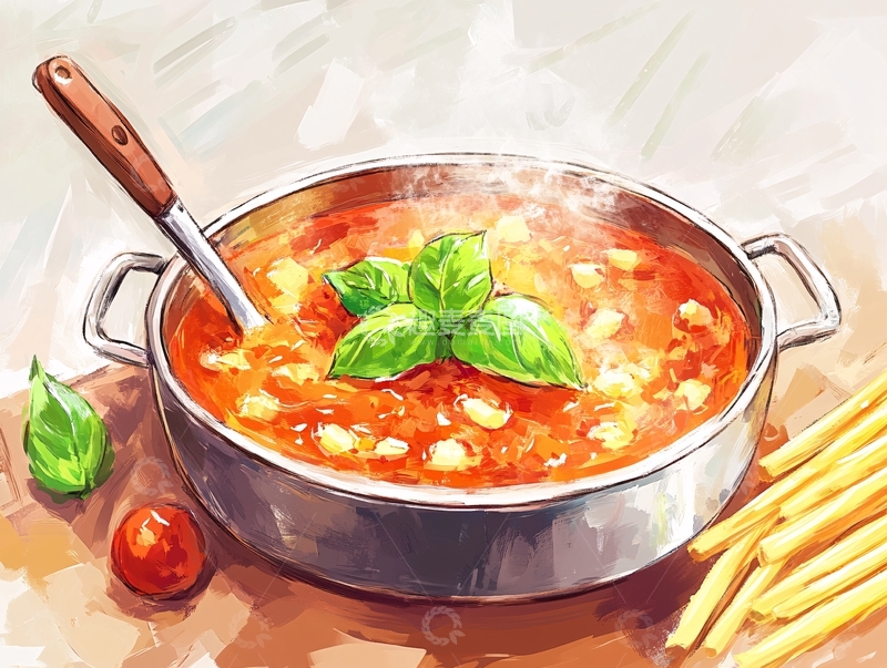 高清大图下载【趣麦麦图】疙瘩汤插画