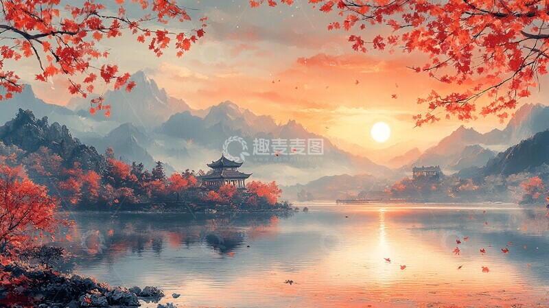 高清大图下载【趣麦麦图】中秋月色湖光