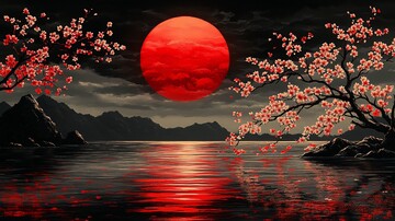 樱花枝头红日升3