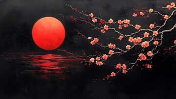 樱花枝头红日升2