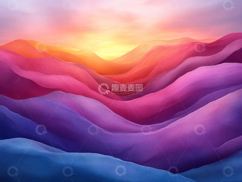 高清大图下载【趣麦麦图】渐变色彩山水画25