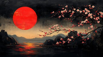 樱花枝头红日升1