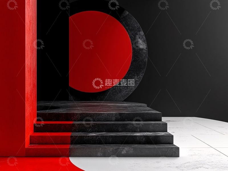 高清大图下载【趣麦麦图】红黑展台