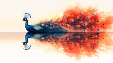 白底孔雀插图3