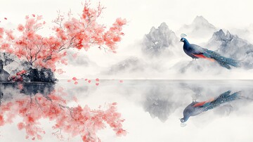 白底孔雀插图2