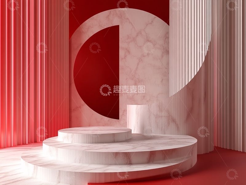 高清大图下载【趣麦麦图】红色立体场景舞台展台19