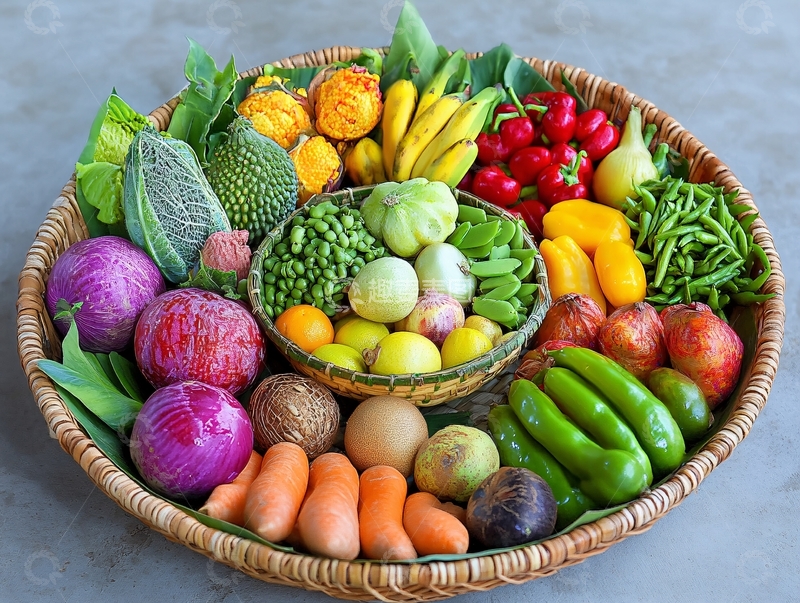 高清大图下载【趣麦麦图】一筐水果蔬菜