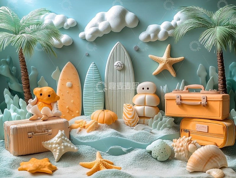 高清大图下载【趣麦麦图】海滩小场景