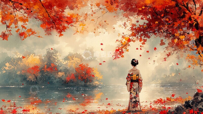 秋叶女子河畔