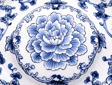 蓝地白花大盘
