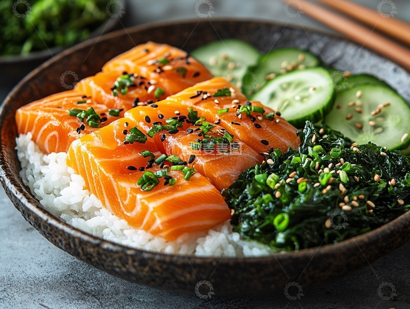 高清大图下载【趣麦麦图】日式生鱼片米饭