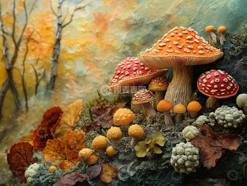 高清大图下载【趣麦麦图】梦幻蘑菇背景8