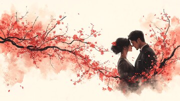 樱花与爱情剪影