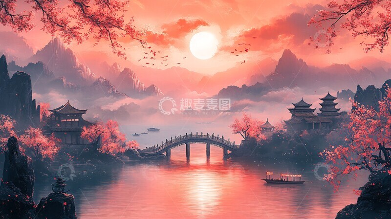 高清大图下载【趣麦麦图】小桥流水古建筑