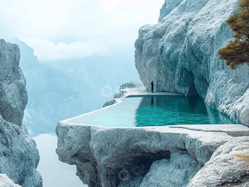 高清大图下载【趣麦麦图】悬崖泳池