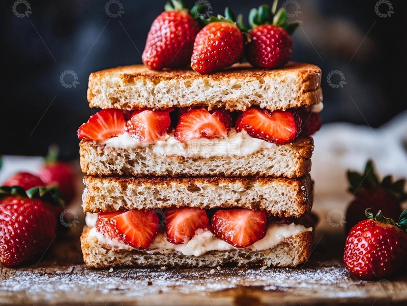 高清大图下载【趣麦麦图】草莓夹心吐司1