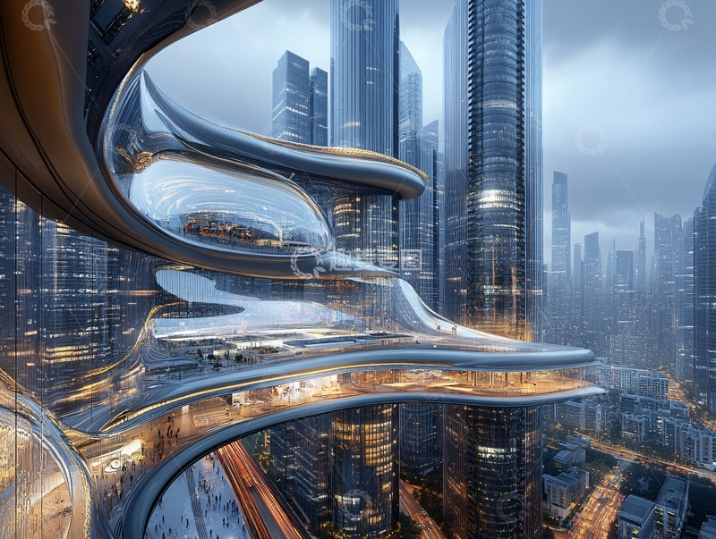 高清大图下载【趣麦麦图】玻璃幕墙城市景观