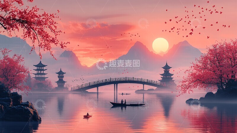 高清大图下载【趣麦麦图】小桥流水古建筑1