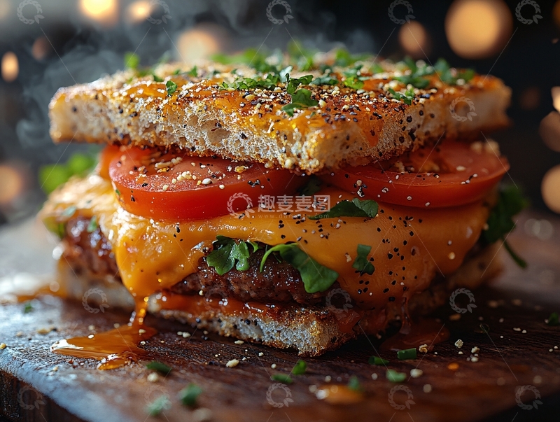 高清大图下载【趣麦麦图】芝士番茄汉堡