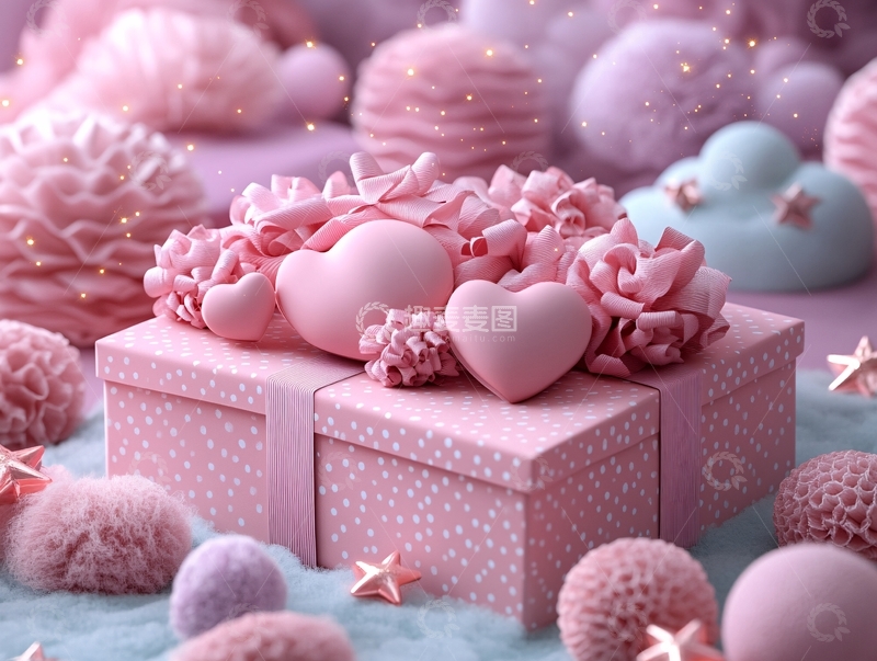 高清大图下载【趣麦麦图】粉色立体爱心礼盒4