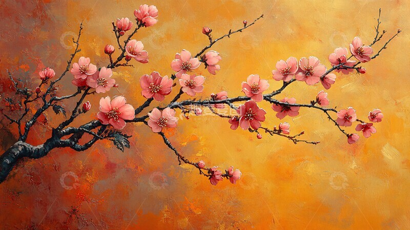 高清大图下载【趣麦麦图】樱花盛开背景字