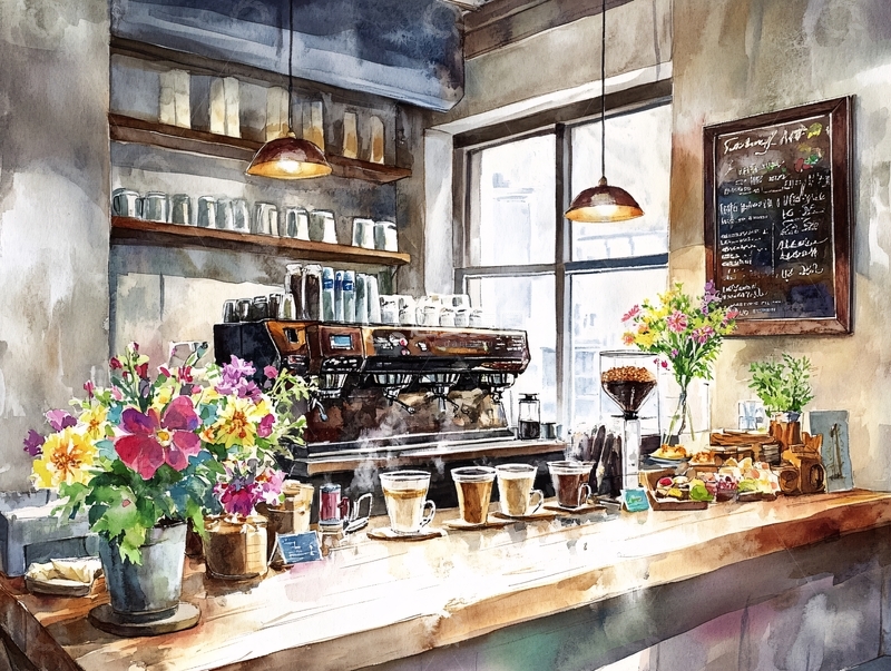 高清大图下载【趣麦麦图】咖啡店油画