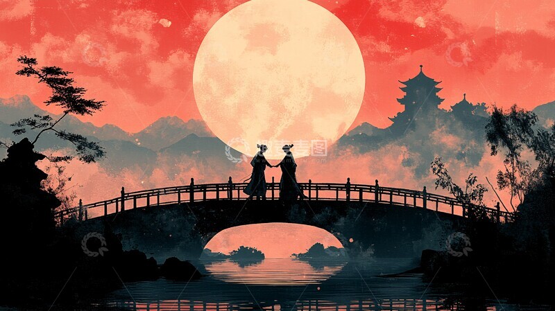 高清大图下载【趣麦麦图】双人舞牛头桥