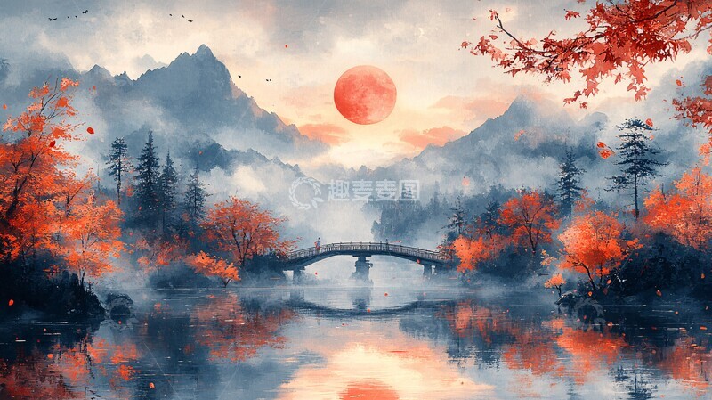 高清大图下载【趣麦麦图】牛郎织女鹊桥相会