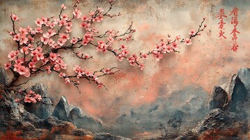 樱花盛开背景字2