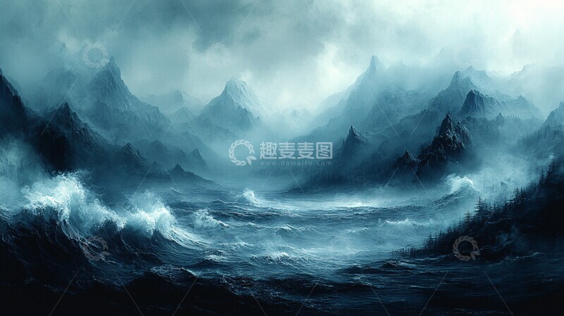 高清大图下载【趣麦麦图】灰墨浪涌背景氛围光暗1