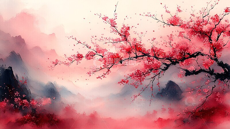 高清大图下载【趣麦麦图】樱花树枝环绕