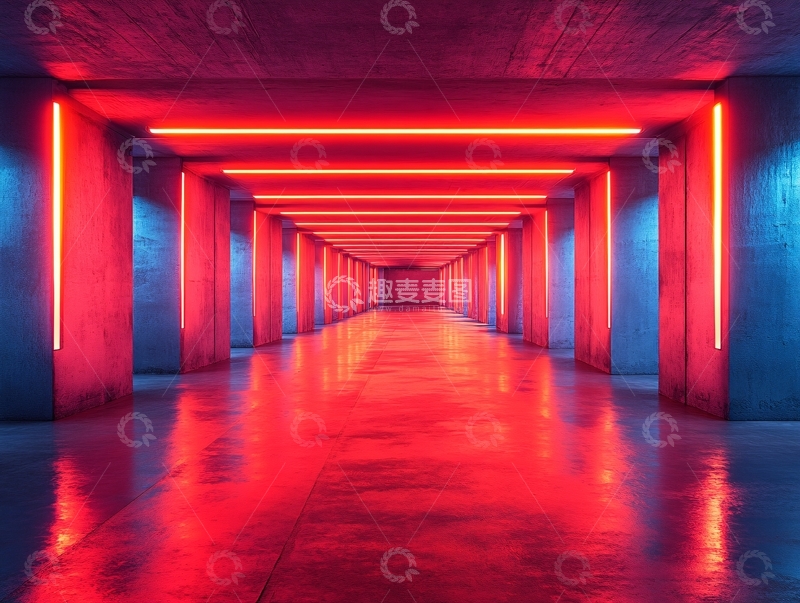 高清大图下载【趣麦麦图】流光溢彩的霓虹灯走廊89