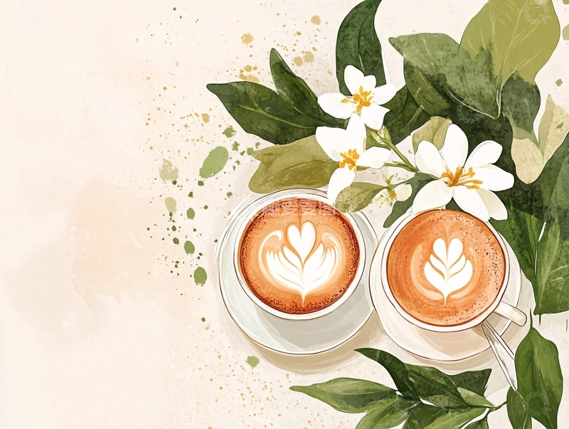 高清大图下载【趣麦麦图】咖啡杯情人插画