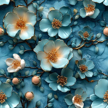 蓝色花纹花卉艺术