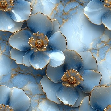 蓝色花纹花卉艺术1