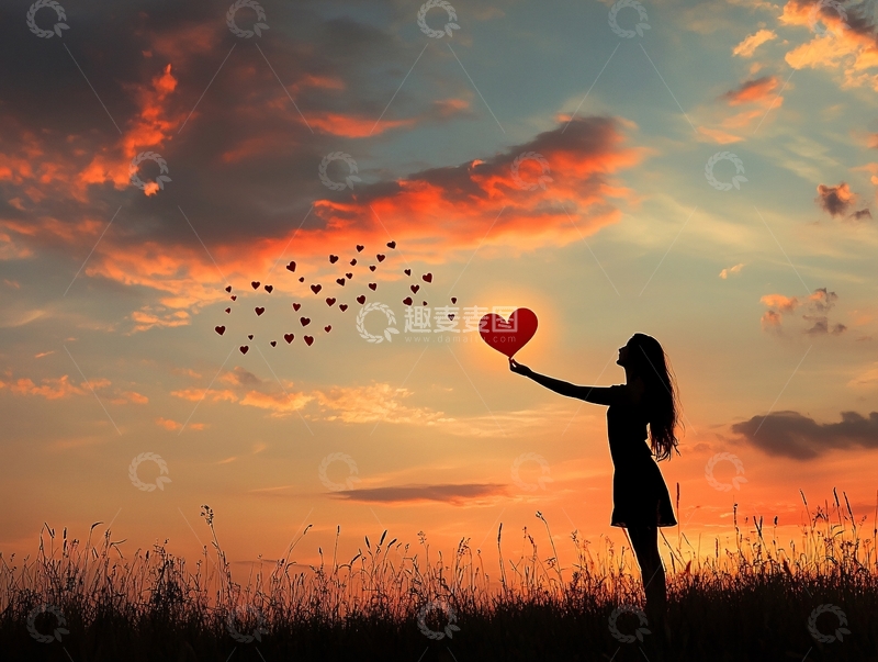 高清大图下载【趣麦麦图】爱心背影