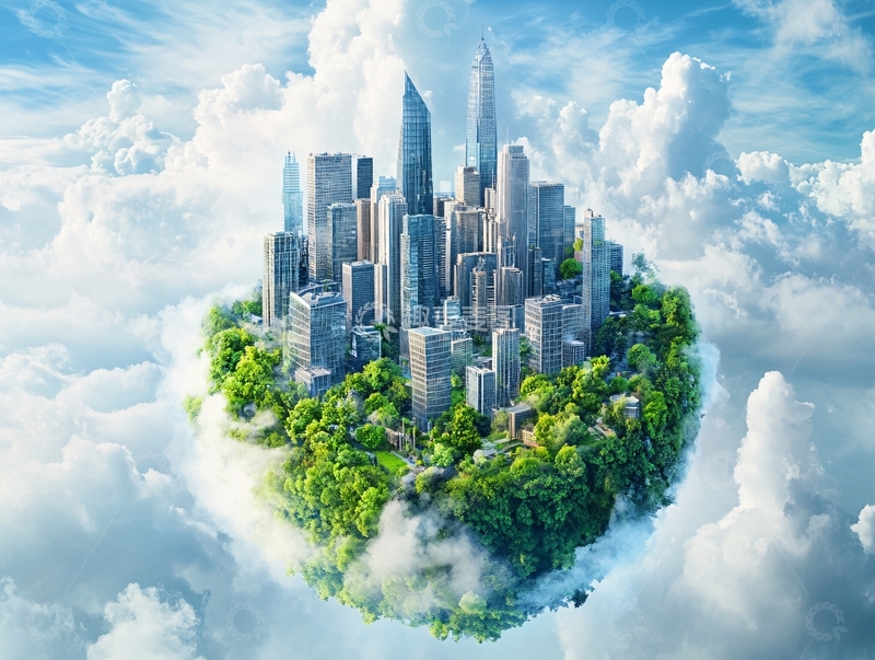 高清大图下载【趣麦麦图】云海森林城市12